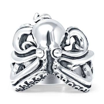 Oxidized Octopus Ring